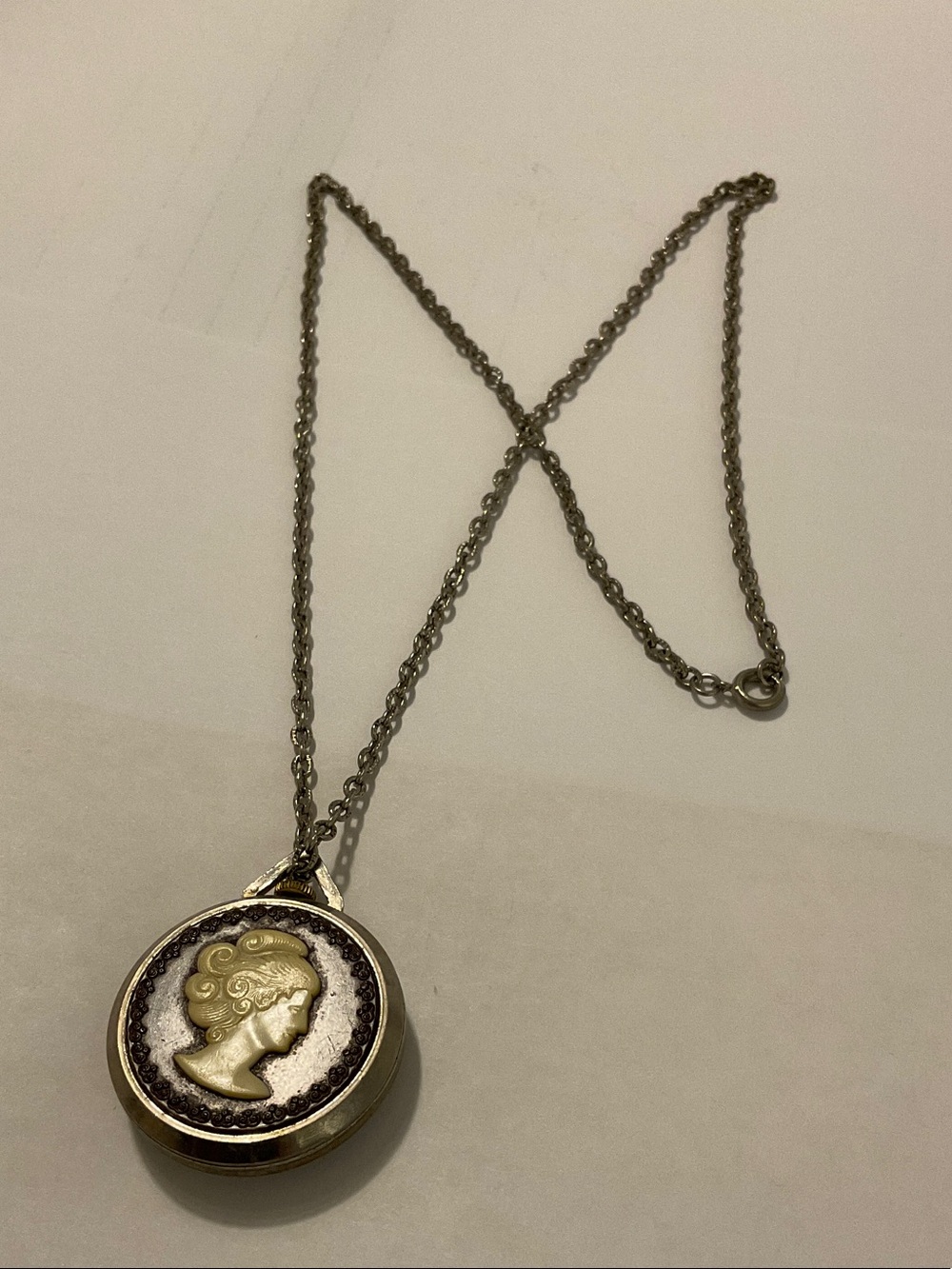 Vintage cameo watch necklace